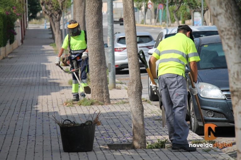 Retiran y desbrozan malas hierbas en varios puntos del municipio