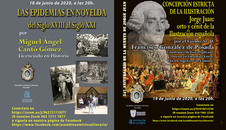 Programa de actividades de la Asamblea Amistosa Literaria de Novelda para conmemorar el 247 aniversario de la muerte de Jorge Juan