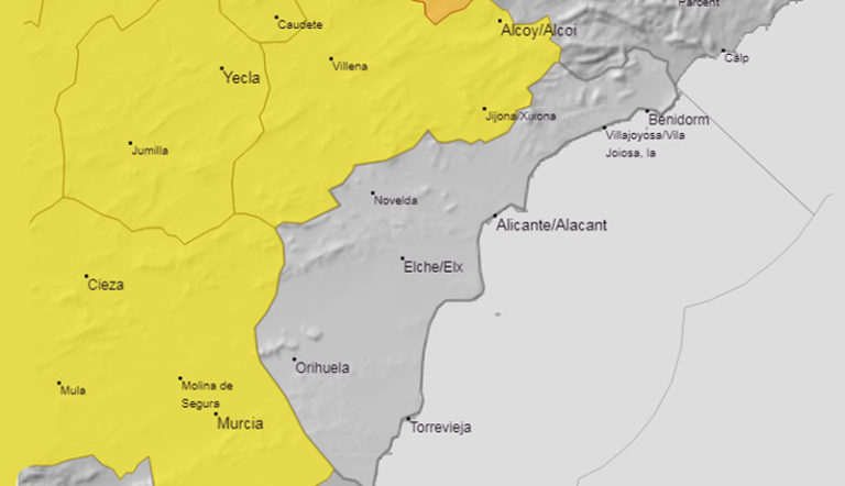 Alerta amarilla en la zona norte de la provincia de Alicante
