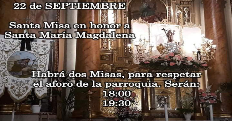 La parroquia de San Pedro celebrará la Santa Misa en honor a Santa María Magdalena este martes