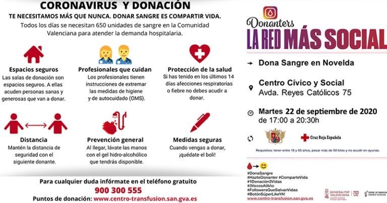 Este martes, donación de sangre en Novelda