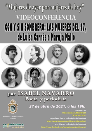 Mañana martes conferencia de la periodista y poeta Isabel Navarro