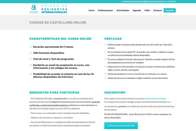 La Diputación pone en marcha una nueva edición del programa gratuito de cursos de castellano online