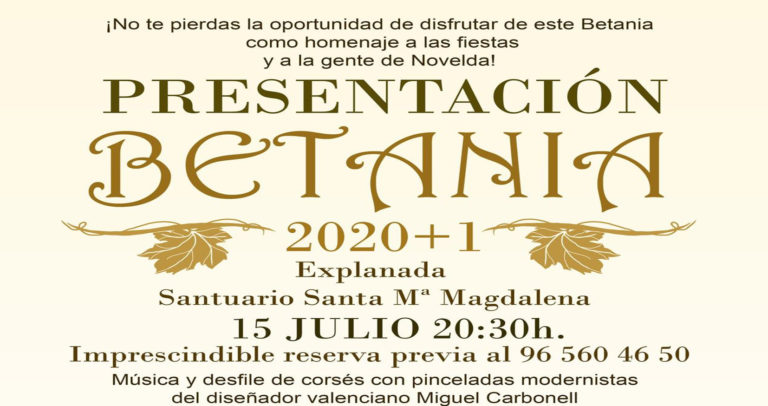 La presentación del Betania 2020+1 tendrá lugar el 15 de julio en el Santuario en un acto con aforo limitado