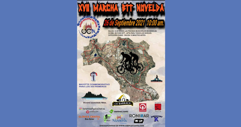 La Unión Ciclista de Novelda organiza la XVII Marcha BTT Novelda el próximo 26 de septiembre