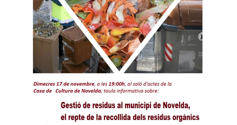 Una mesa informativa dará a conocer las diferentes opciones para la gestión de residuos en Novelda