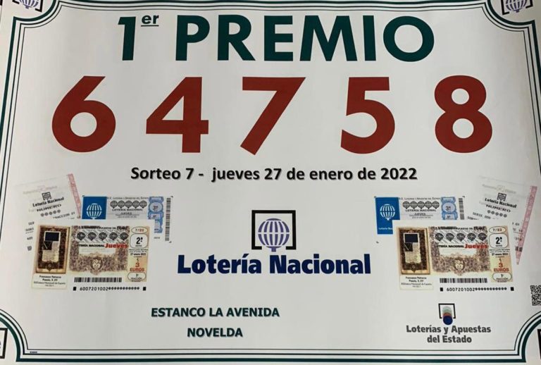 Vuelve a tocar en Novelda el primer premio de 300.000 euros de la Lotería Nacional