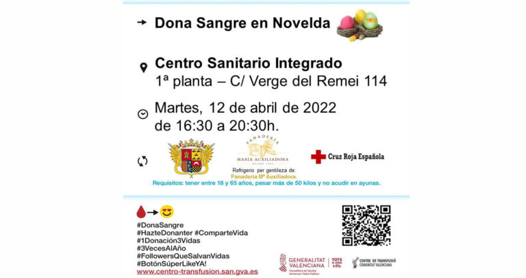 Próxima donación de sangre en Novelda