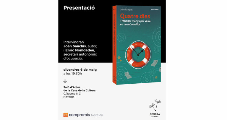 Compromís per Novelda organiza la presentación del libro ‘Quatre dies’ de Joan Sanchis