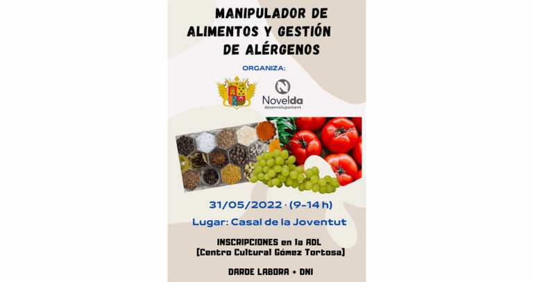 La Agencia de Desarrollo Local oferta un curso gratuito de manipulador de alimentos y gestión de alérgenos