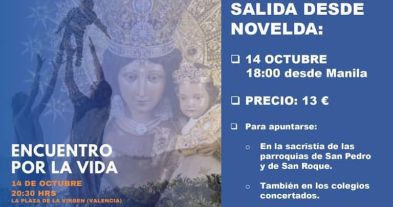 El Obispado de Orihuela-Alicante organiza una salida desde Novelda para asistir al ‘Encuentro por la Vida’ en Valencia
