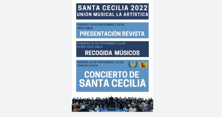 El concierto de Santa Cecilia de la Unión Musical La Artística será el 26 de noviembre