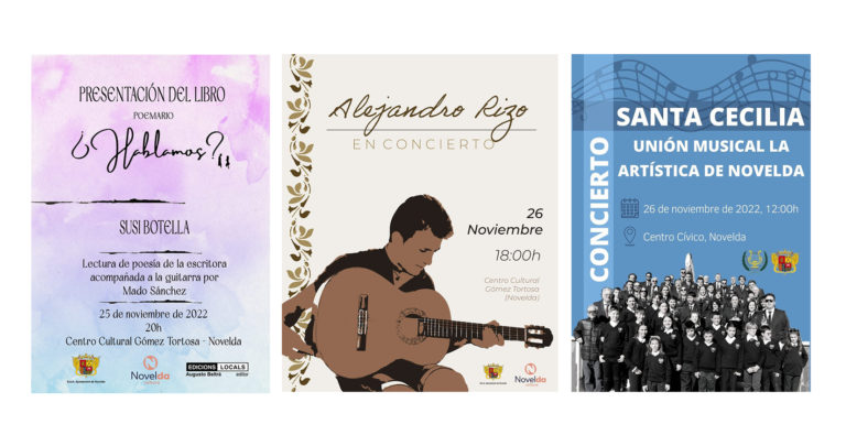 La poesía y la música protagonizan las actividades de este fin de semana en Novelda