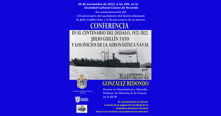 La conferencia de Francisco A. González sobre aeronáutica naval clausurará las Jornadas de las Artes y las Ciencias del Casino de Novelda