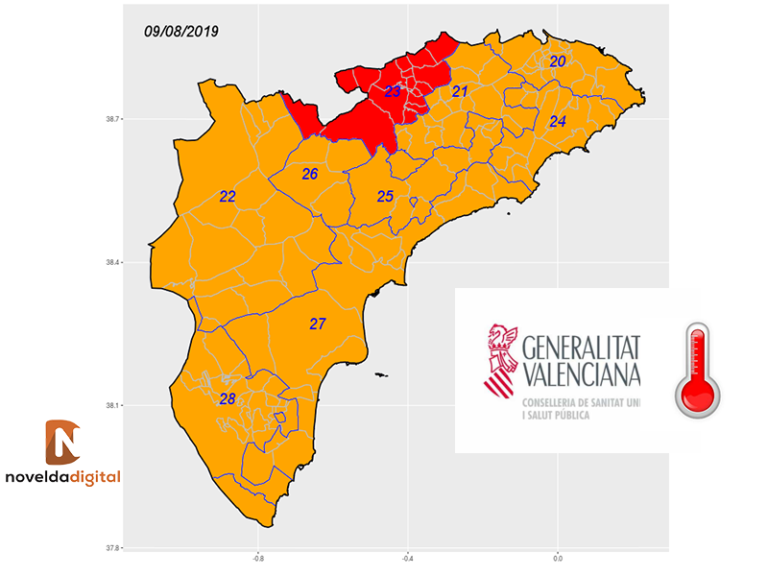 Sanidad activa la alerta por calor alto y extremo en zonas de cuarenta comarcas de la Comunitat Valenciana