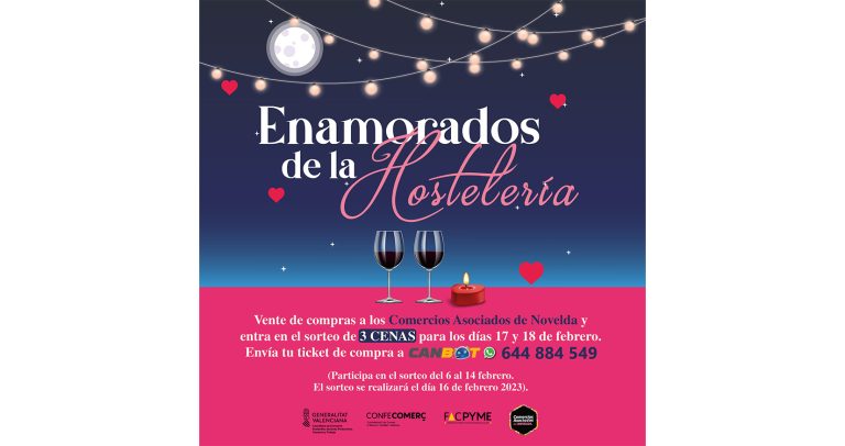 ’Enamorados de la Hostelería’, la campaña de Comercios Asociados Novelda para San Valentín