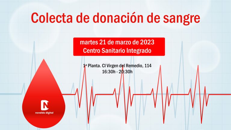 Próxima colecta de donación de sangre en Novelda el 21 de marzo