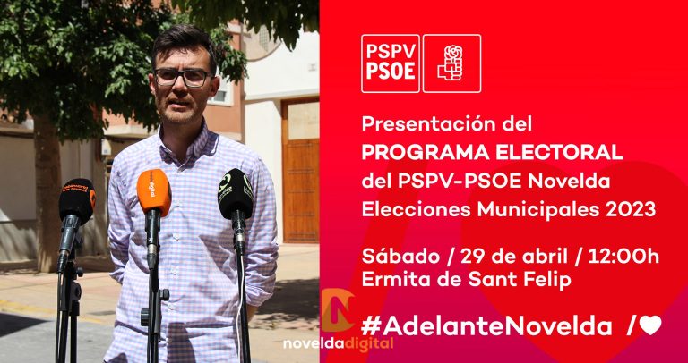 La presentación del programa electoral del PSOE Novelda será este sábado 29 de abril