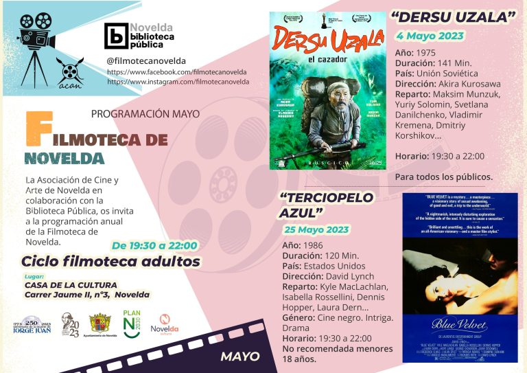Proyecciones gratuitas de películas en mayo de la Filmoteca de Novelda