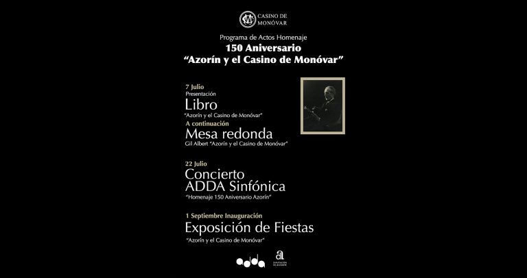 La Sociedad Cultural Casino de Monóvar presenta el programa para el “150 Aniversario del nacimiento de Azorín”