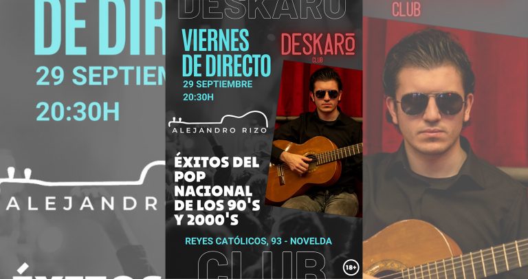 Alejandro Rizo hará vibrar el Deskaro Club el viernes 29 de septiembre
