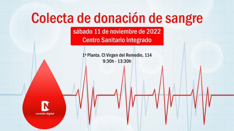 Próxima colecta de donación de sangre en Novelda el sábado 11 de noviembre