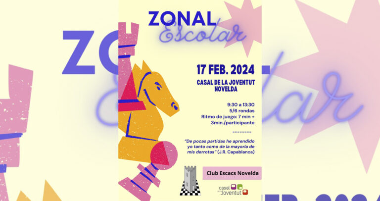 La fase zonal de Ajedrez de los Jocs Escolars tendrá lugar en Novelda este 17 de febrero