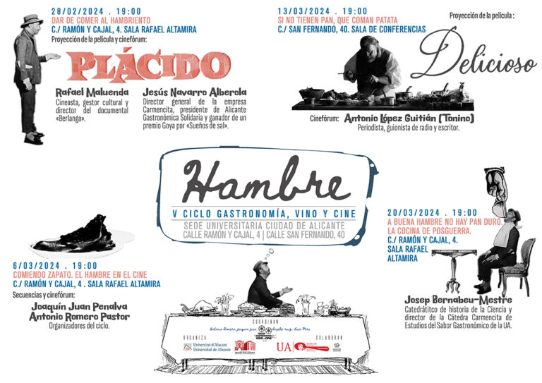 Jesús Navarro Alberola, Antonio Romero y Joaquín Juan Penalva participarán en ‘HAMBRE’, el V Ciclo de Gastronomía, Vino y Cine
