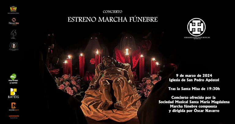 Este sábado estreno de la Marcha Fúnebre de la Hermandad del Santo Sepulcro de Novelda compuesta por Óscar Navarro