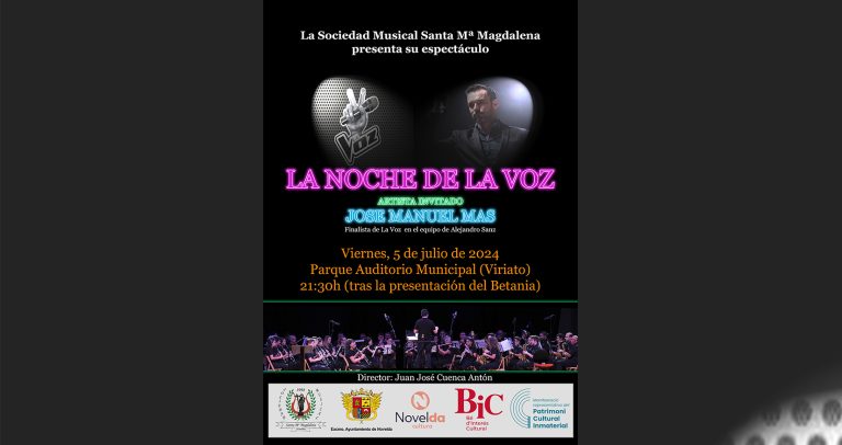 El finalista de ‘La Voz’ José Manuel Mas participará en el espectáculo ‘La Noche de La Voz’ de la Sociedad Musical Santa María Magdalena de Novelda