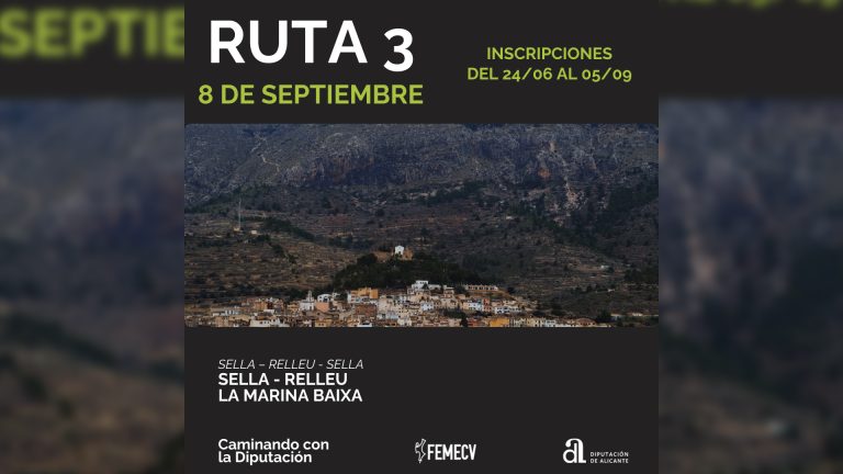 La Diputación retoma el domingo 8 de septiembre su Programa de Senderismo con una ruta por Sella y Relleu